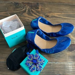 Beautiful sapphire blue patent Tieks